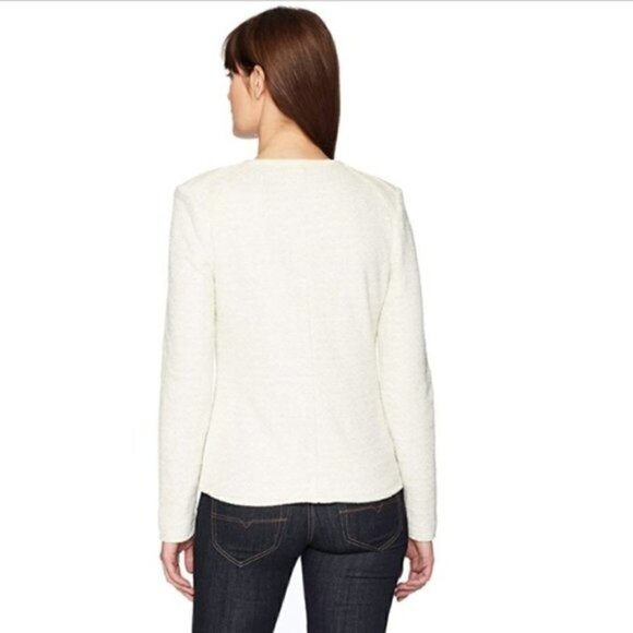 Tart Collections Jacket Shacket M Hale Boucle Tweed Terry Cloth Off White Pocket - Picture 10 of 10